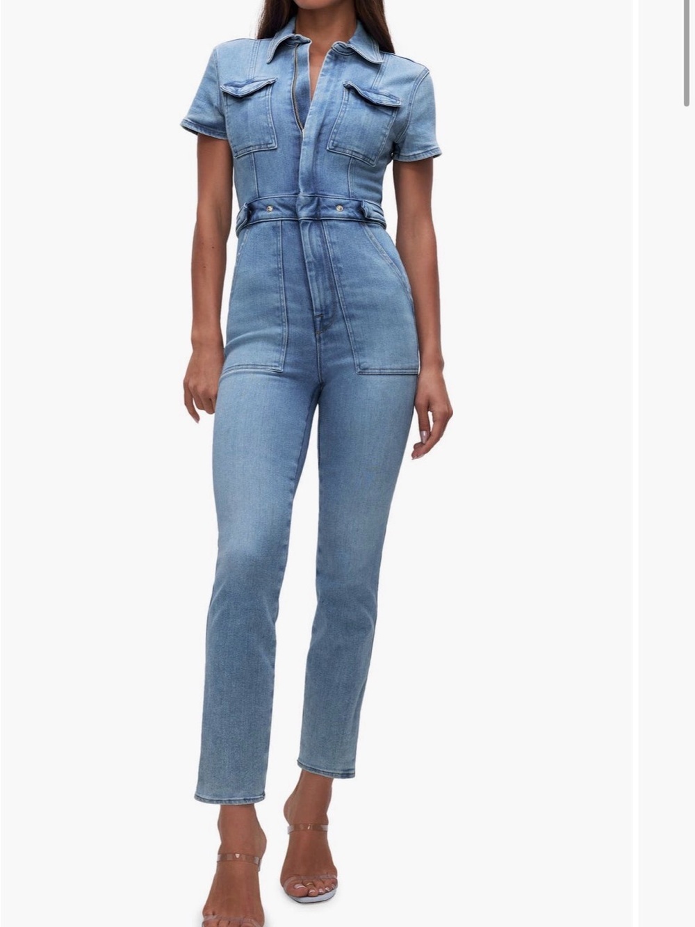 Good American Light Blue Denim Jumpsuit Jeans - Women 4/XL Original Price $169
